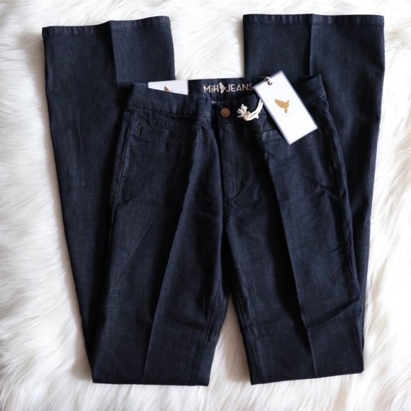 Anthropologie MiH Mid Rise Dark Blue Flare Jeans - Picture 6 of 8